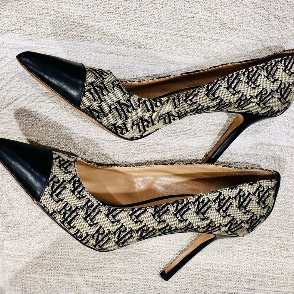 Ralph Lauren Black and Tan Heels - Picture 2 of 8